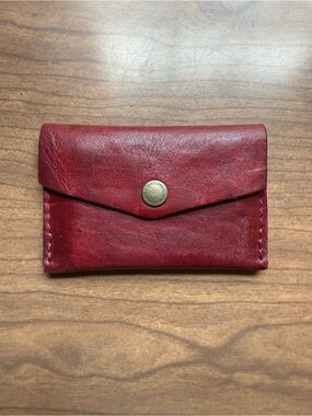 Portland Leather Red Leather Envelope Card Holder